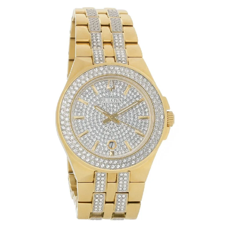 Bulova Men's 98K102 Crystal Sets of Crystal Gold-Tone Stainless Steel with Sets of Crystal Watch