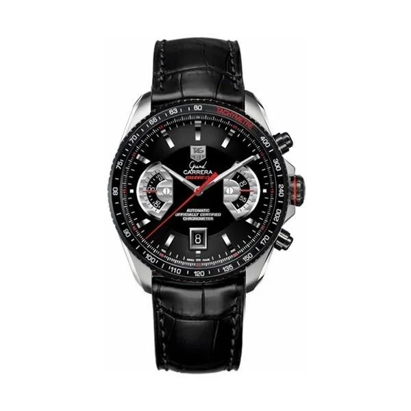 Tag Heuer Men's CAV511C.FC6235 Grand Carrera Chronograph Black Leather Watch